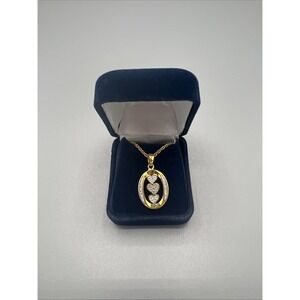 NEW IN BOX Danbury Mint Three Heart Necklace – Gold-Plated with Sparkling Stones